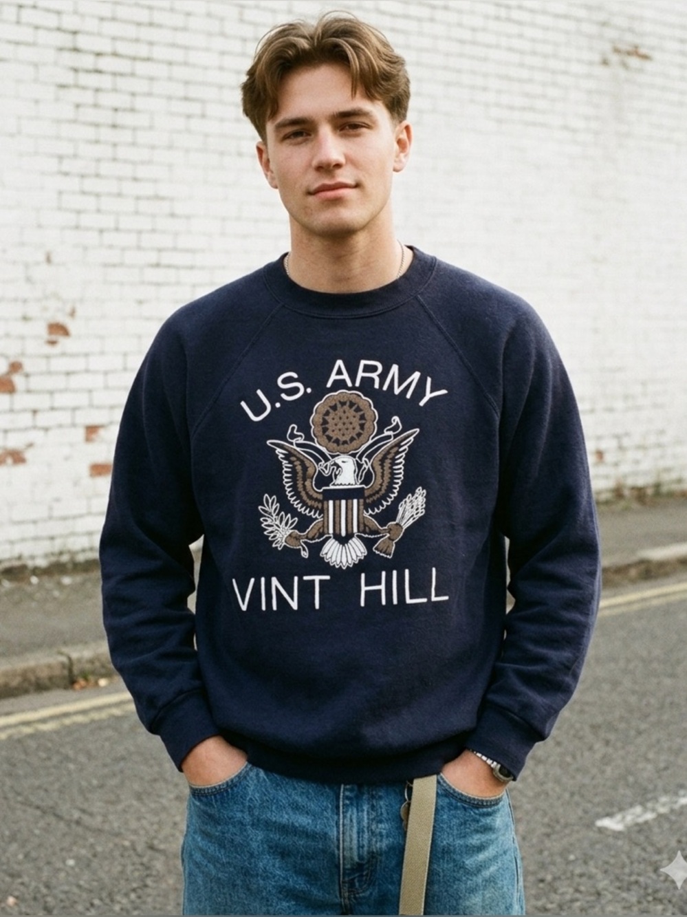 Vintage US Army Vint Hill Artex Crewneck Sweatshirt Sz M Made in USA Military